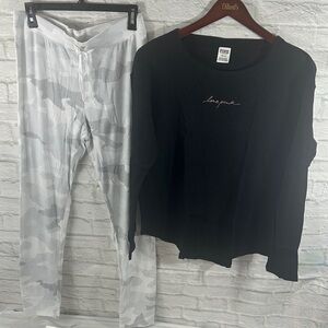 PINK Victoria's Secret Black and White Pajama Set